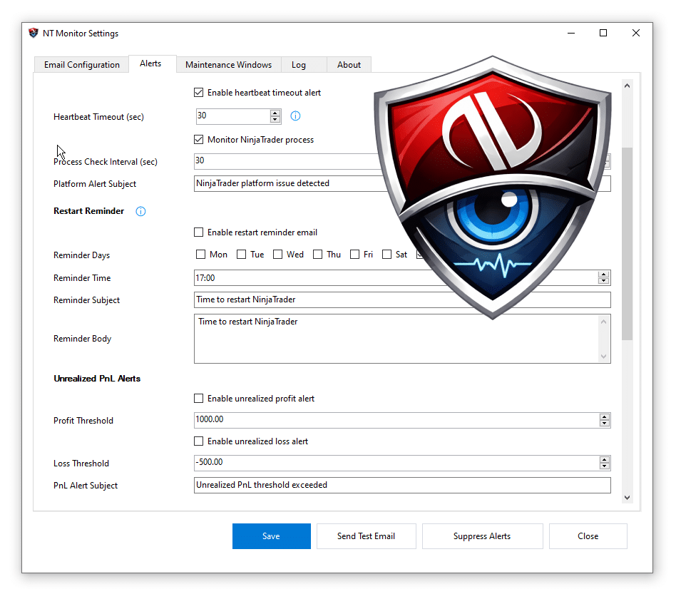 NinjaTrader Monitoring Application